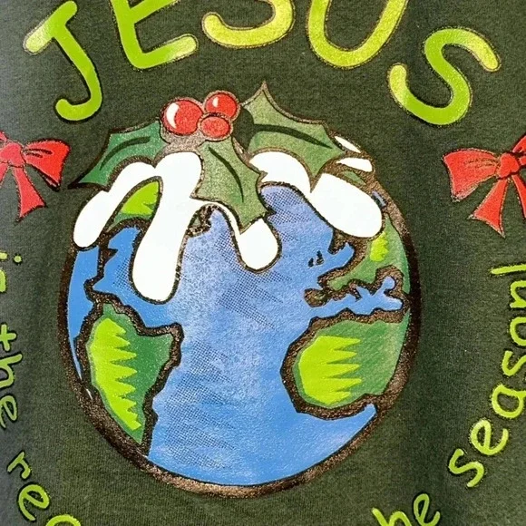 Rare Vintage BIKE brand Christmas holiday religious jesus sweater sweatshirt LG - Picture 6 of 10